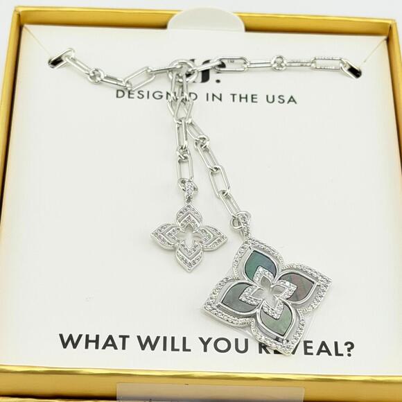 Bomb Party Gem Society “Opaline Bloom Necklace” Genuine Mother of Pearl CLOVER